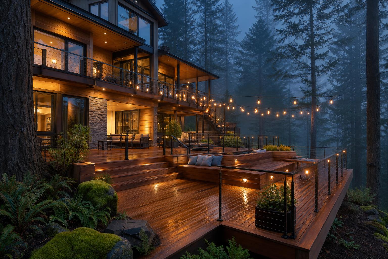 Custom Decks project built by Cedar Moon Structures in Oregon